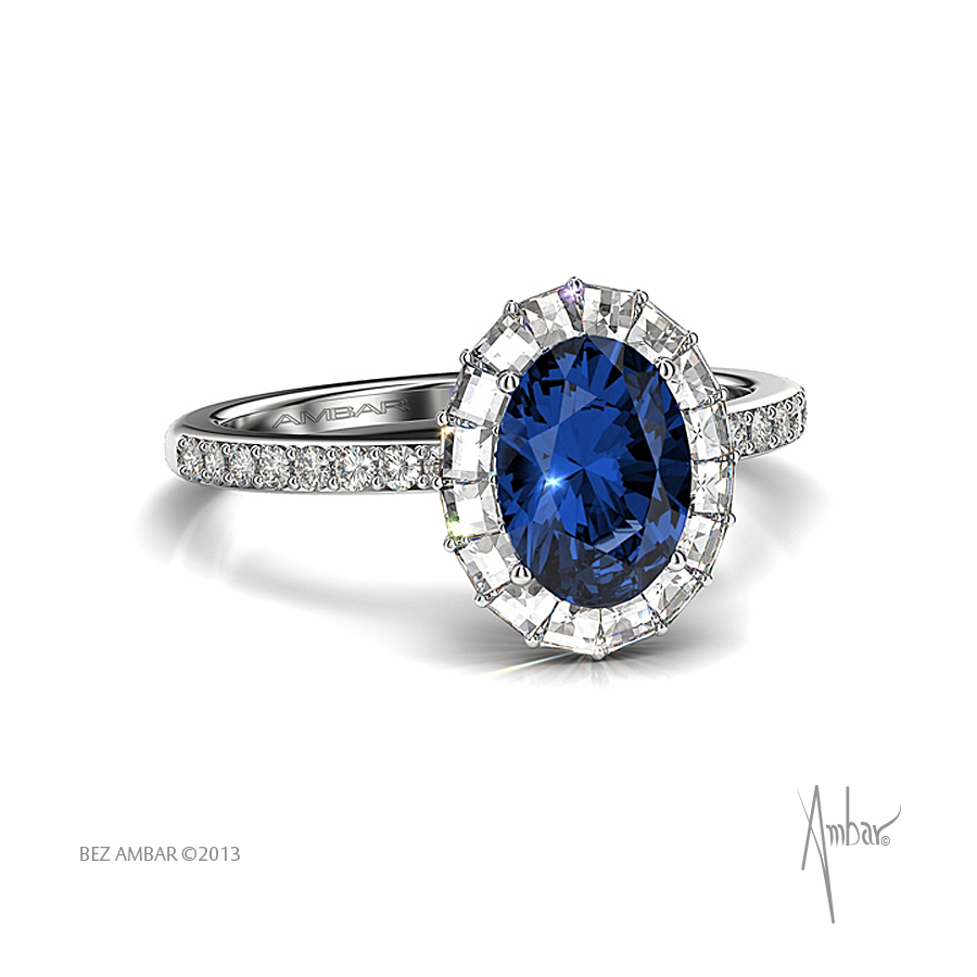 Blue Sapphire Engagement Ring with Oval 