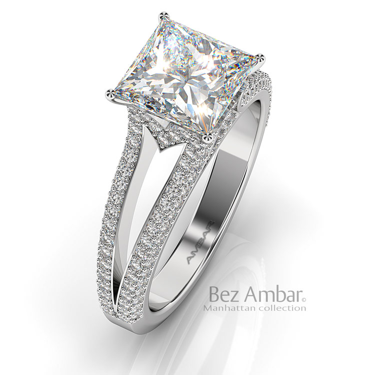 engagement rings with princess cut split shank lutes ring by bez ambar