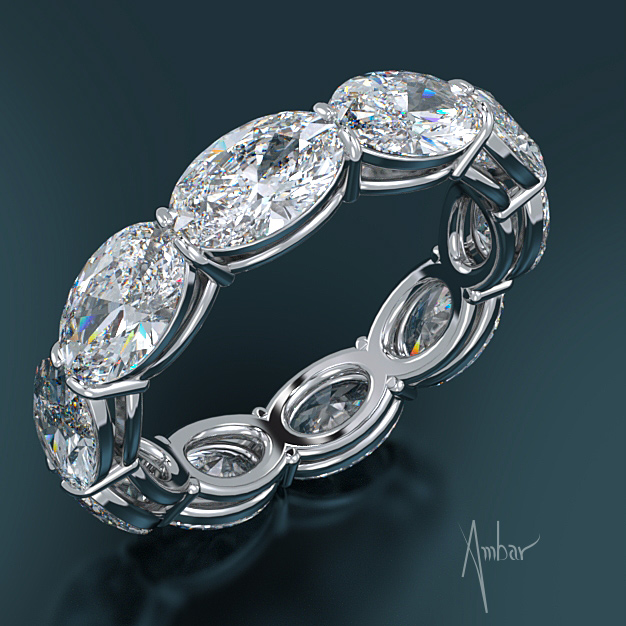 sideways oval diamond eternity band